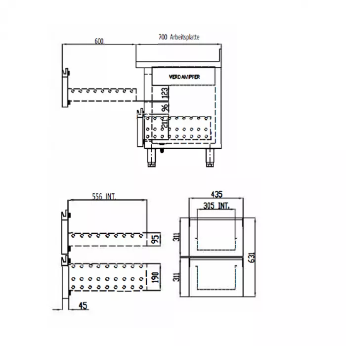 TOPLINE Kühltisch 700 / 3-fach GN1/1 mit 6 Schubladen