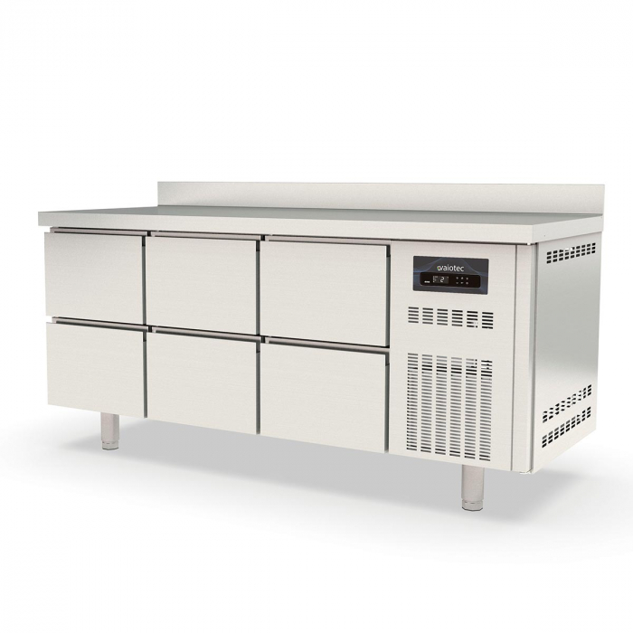 Kühltisch 700 3-fach GN1/1 mit 6 Schubladen und Aufkantung - Gastrohot