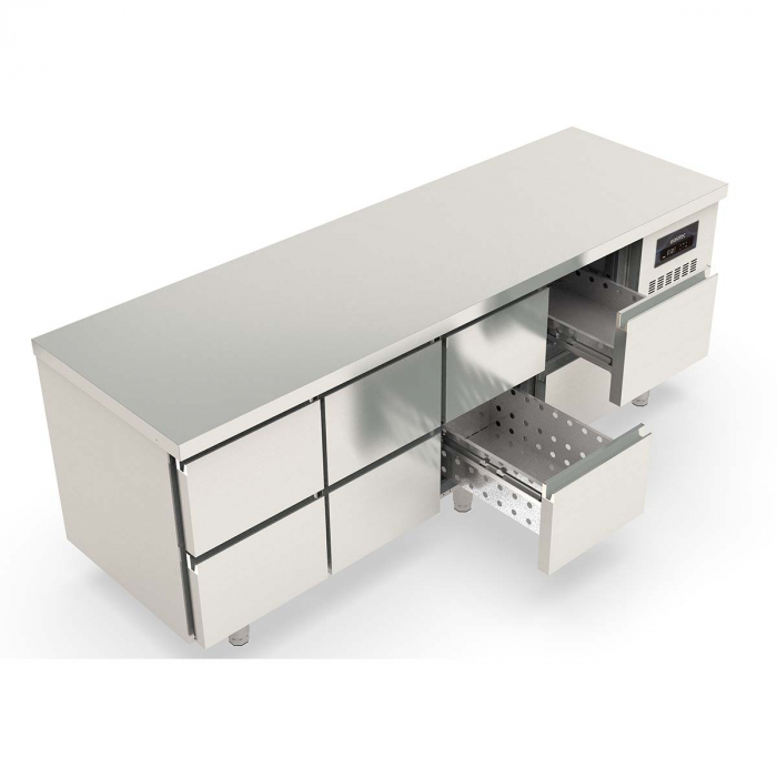 TOPLINE Kühltisch 700 / 4-fach GN1/1 mit 8 Schubladen
