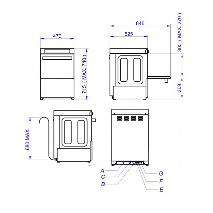 EASYLINE Gläserspülmaschine 40x40 / 230 Volt - Modell: VT-E GW40 DRD