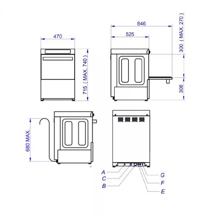 EASYLINE Gläserspülmaschine 40x40 / 230 Volt - Modell: VT-E GW40 DRD