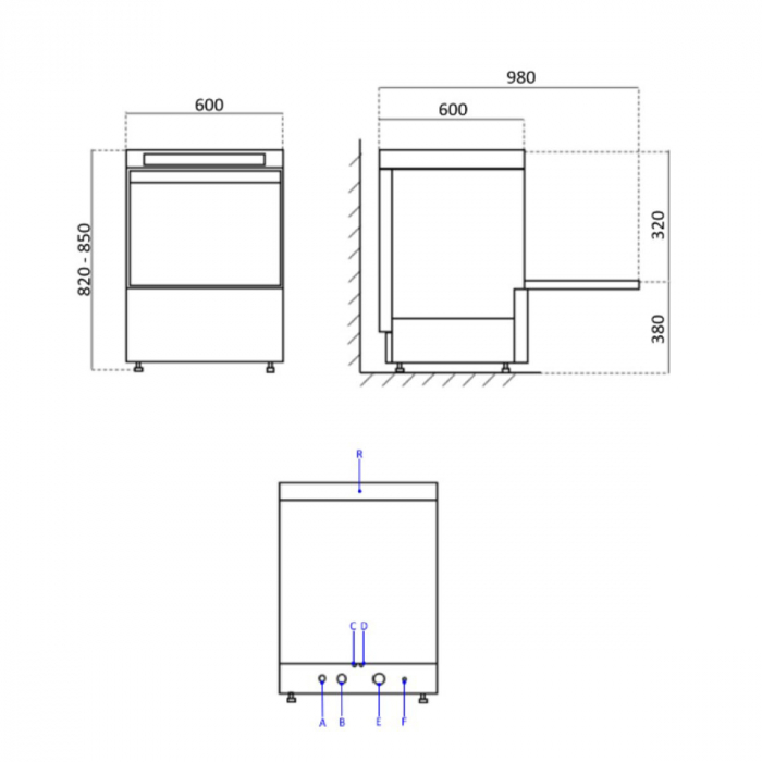 EASYLINE Geschirrspülmaschine 50x50 / 400 Volt - Modell: VT-E DW54 DRD