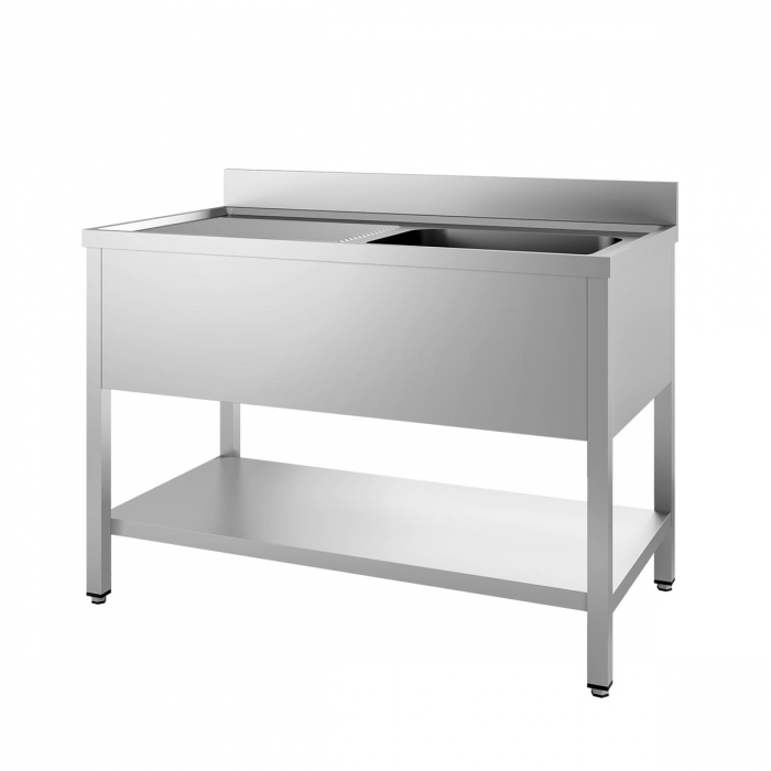 Spültisch 600 mit 1 Becken rechts und Abtropffläche - Topline Serie - B 1000