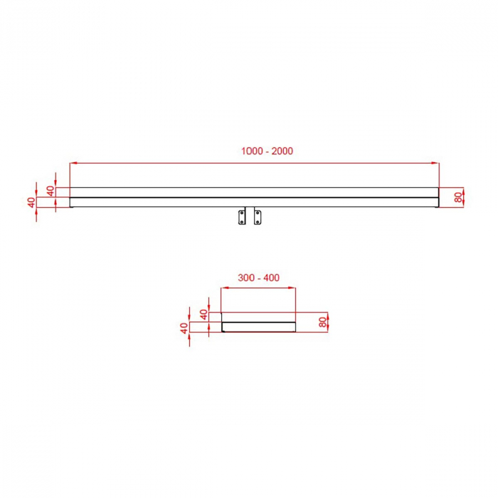 TOPLINE Wandbord 300 inkl. Konsolen zur Wandbefestigung B2000