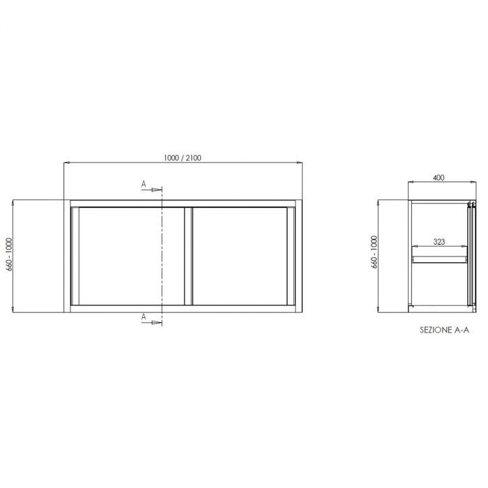 TOPLINE Wandhängeschrank 400 / 2 Schiebetüren B:1200