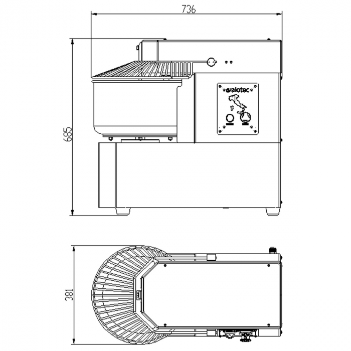 EASYLINE Teigknetmaschine fester Kessel - 20 Liter / 400 Volt