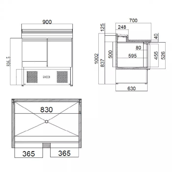 EASYLINE Zubereitungstisch Mini 700 / 2-fach für 5x GN 1/6