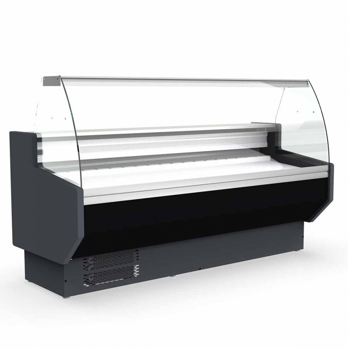 Kühltheke 250 mit gebogenem Frontglas in Schwarz - Gastrohot