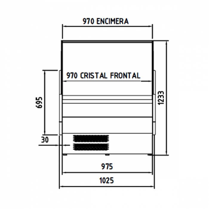 TOPLINE Kühltheke 100 - gebogenes Frontglas "gelb"