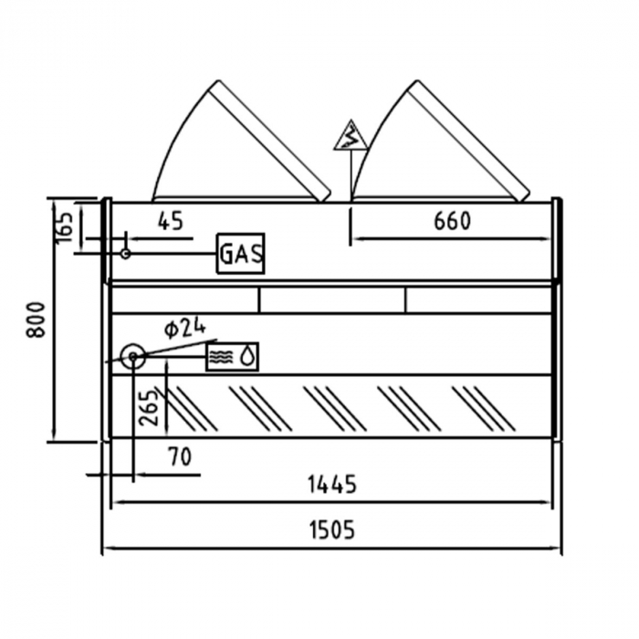 TOPLINE Kühltheke 150 - gerades Frontglas "blau"