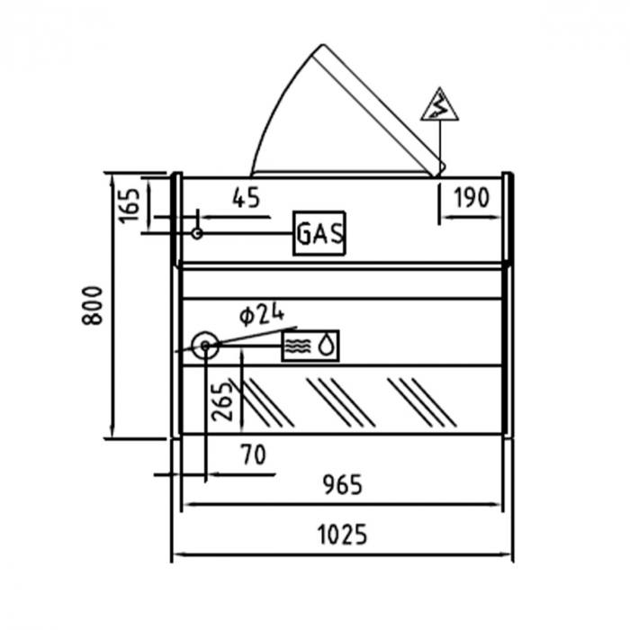 TOPLINE Kühltheke 100 - gerades Frontglas "grau"