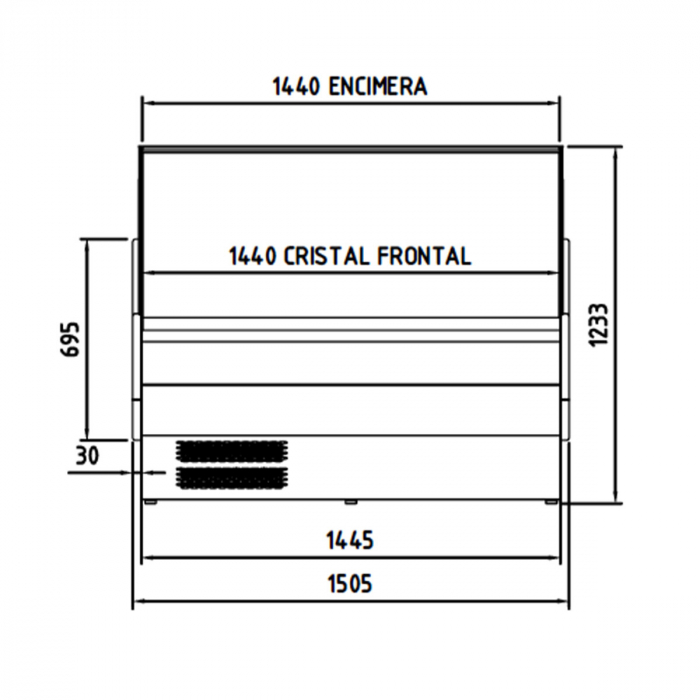 TOPLINE Kühltheke 150 - gerades Frontglas "rot"