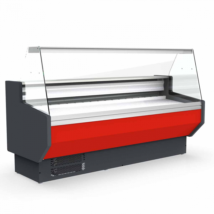Kühltheke 200 mit geradem Frontglas in Rot - Topline-Kühlschrank für Gastronomie und Gewerbe