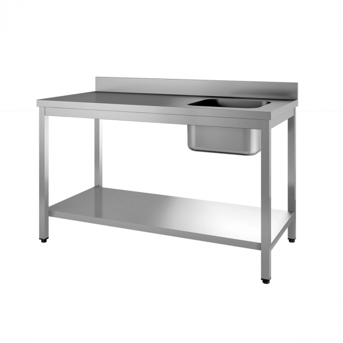 Cheftisch 600 mit Becken rechts und Aufkantung - Topline Serie - B 2000
