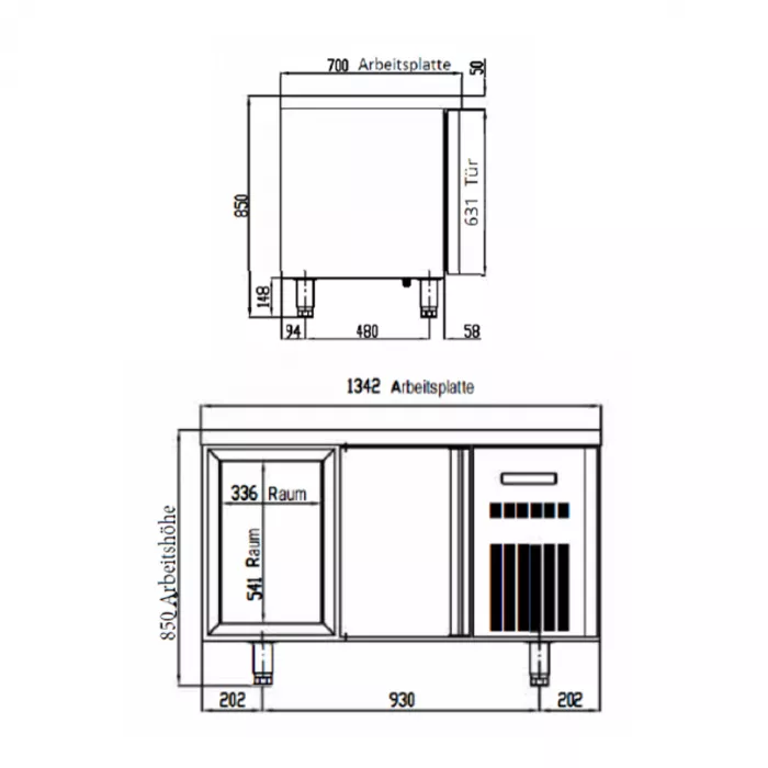 TOPLINE Tiefkühltisch 700 / 2-fach GN1/1 mit 2 Türen