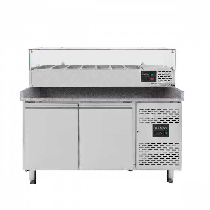 Pizzakühltisch Easyline 800 2-türig grau inkl. Kühlaufsatz GN1/4 - Gastrohot