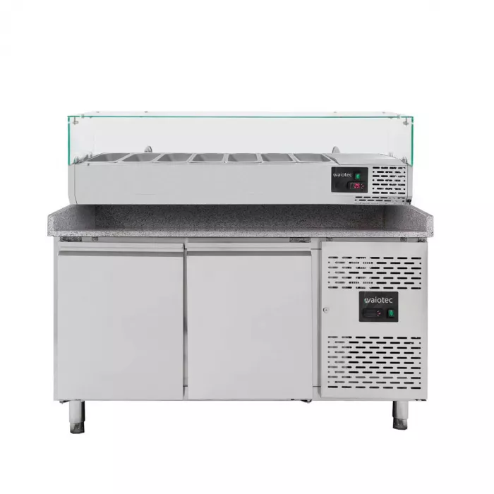EASYLINE Pizzakühltisch 800 / 2-türig "grau" inkl. Kühlaufsatz GN1/4