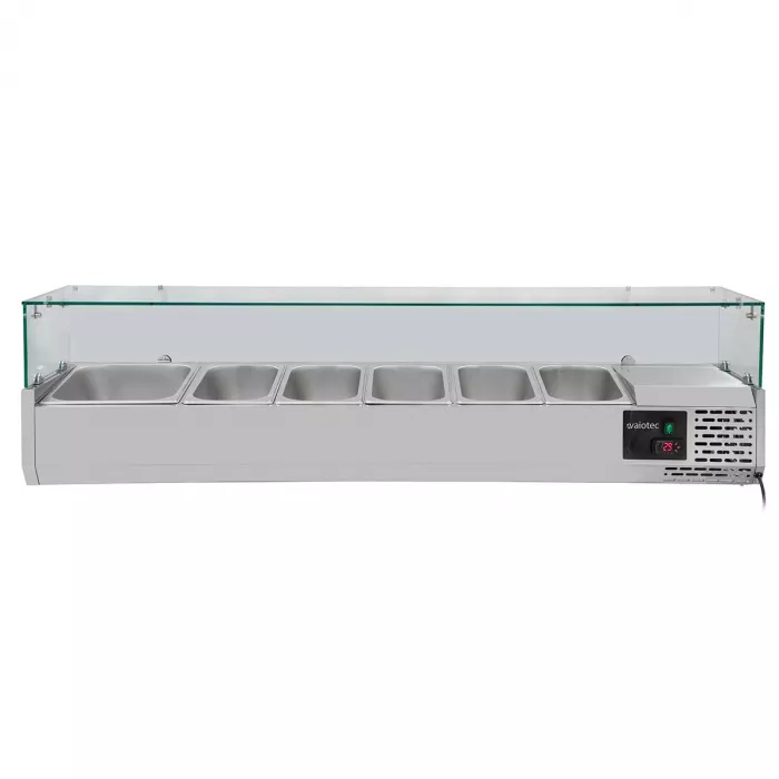 EASYLINE Pizzakühltisch 800 / 1-türig & 7 Schubladen "grau" inkl. Kühlaufsatz GN1/3