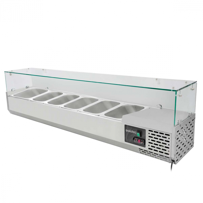 EASYLINE Pizzakühltisch 800 / 1-türig & 7 Schubladen "grau" inkl. Kühlaufsatz GN1/3