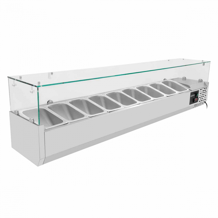 EASYLINE Pizzakühltisch 800 / 2-türig & 7 Schubladen "grau" inkl. Kühlaufsatz GN1/4