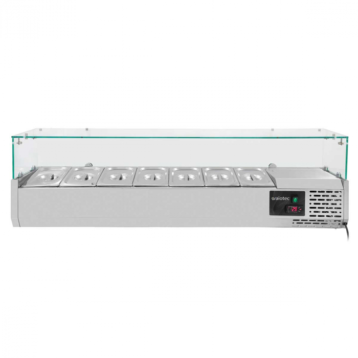 EASYLINE Pizzakühltisch 800 / 1-türig & 7 Schubladen "schwarz" inkl. Kühlaufsatz GN1/4