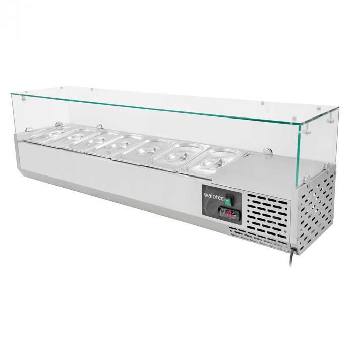 EASYLINE Pizzakühltisch 800 / 1-türig & 7 Schubladen "schwarz" inkl. Kühlaufsatz GN1/4