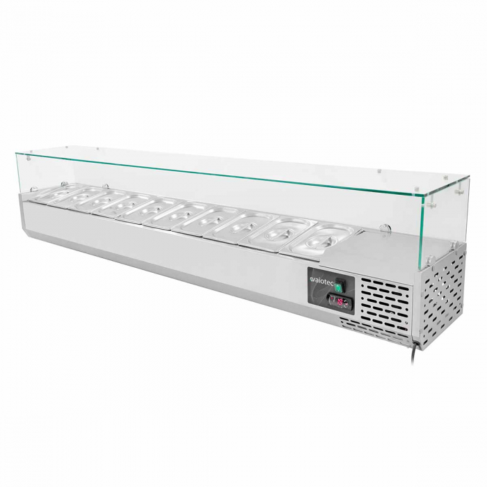 EASYLINE Pizzakühltisch 800 / 2-türig & 7 Schubladen "schwarz" inkl. Kühlaufsatz GN1/4