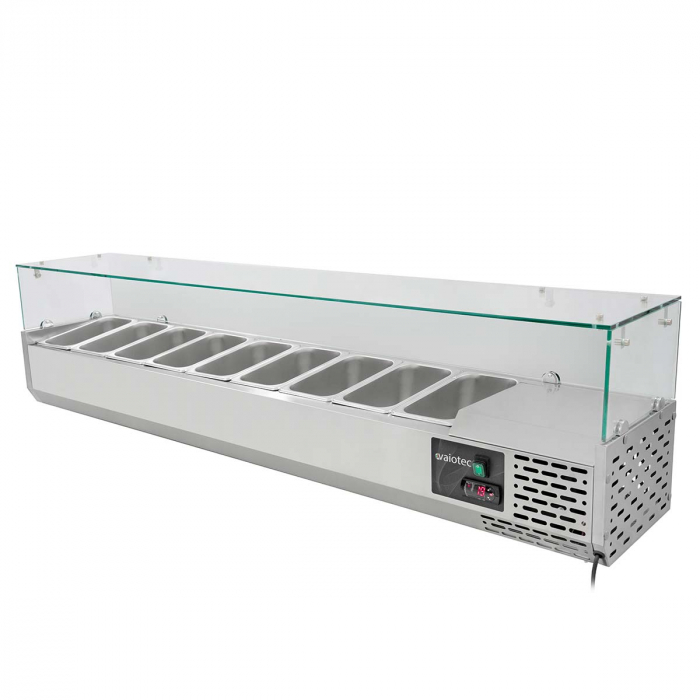 EASYLINE Pizzakühltisch 800 / 2-türig & 7 Schubladen "schwarz" inkl. Kühlaufsatz GN1/3