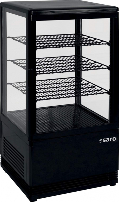 Mini-Umluftkühlvitrine 68 L schwarz | B 428 x L 386 x H 810 mm