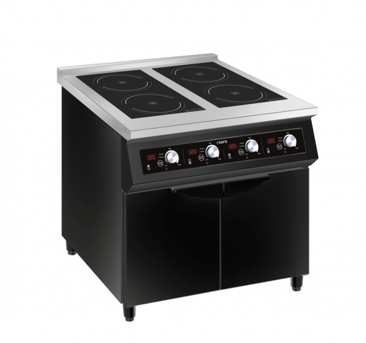 SARO Induktionsherd NIKOS mit 4 Kochfeldern und 2 Unterschränken – 20 kW