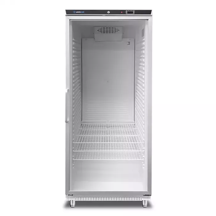 Kühlschrank 630L Glastür ventiliert weiß +2°C bis +8°C abschließbar