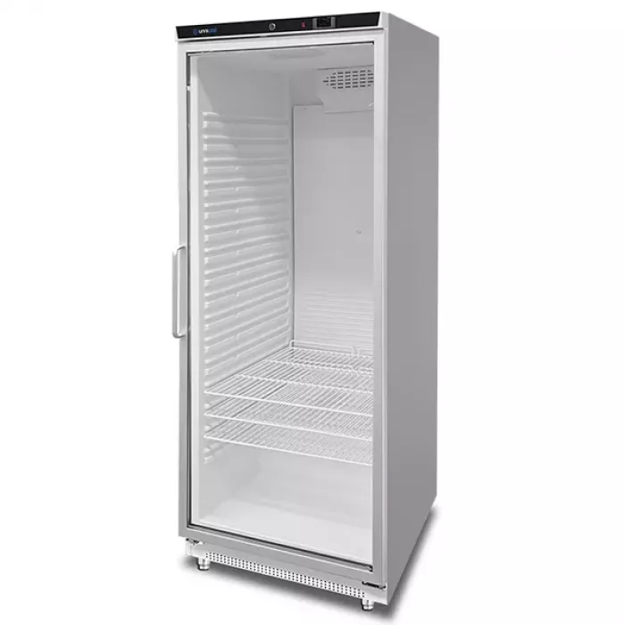Kühlschrank 630L Glastür ventiliert weiß +2°C bis +8°C abschließbar