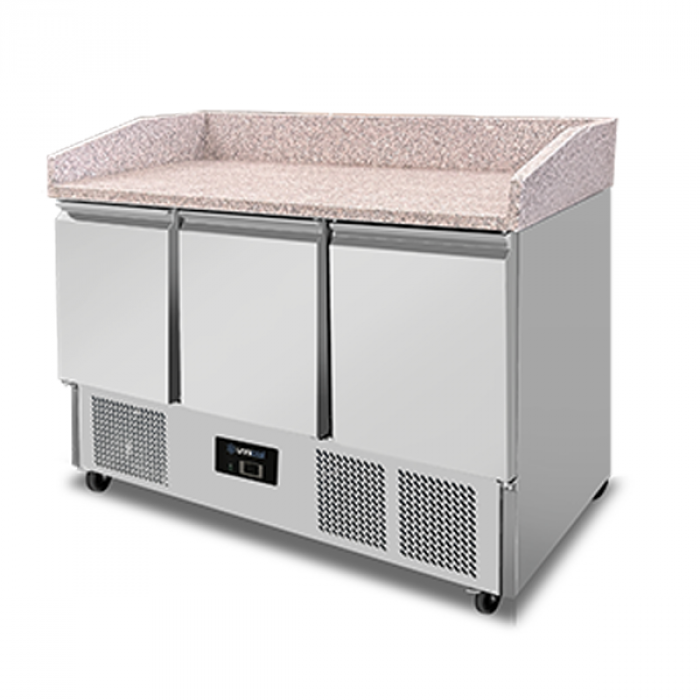 Pizza-Kühltisch Compact Line 350L 3 Türen Edelstahl +2°C bis +8°C