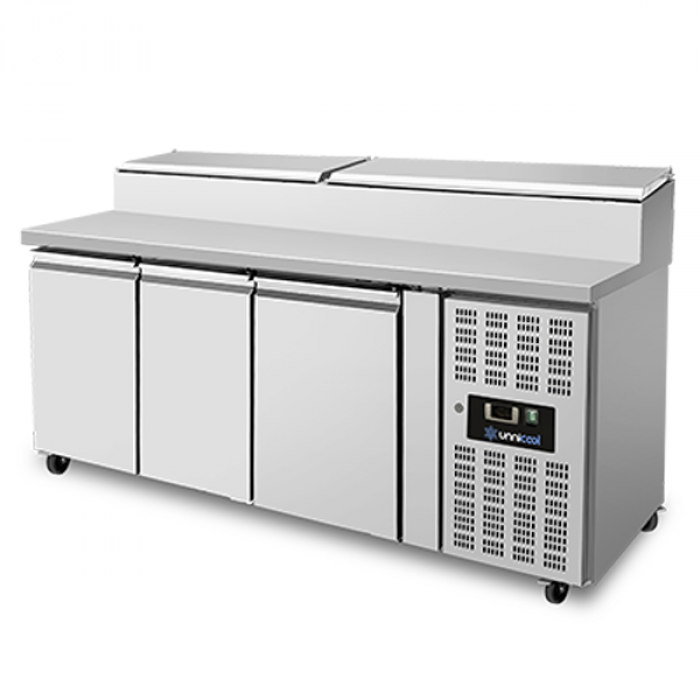 Saladette 3 Türen 1/1 GN Zwangsbelüftung Klappdeckel +2°C bis +8°C