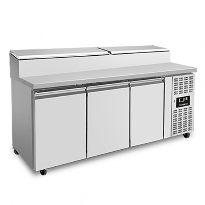 Saladette 3 Türen 1/1 GN Zwangsbelüftung Klappdeckel +2°C bis +8°C