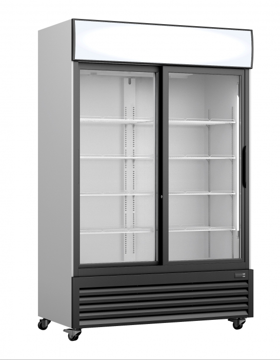 Getränkekühlschrank mit Glasschiebetür und Werbetafel - SARO GTK 700 - Gastrohot