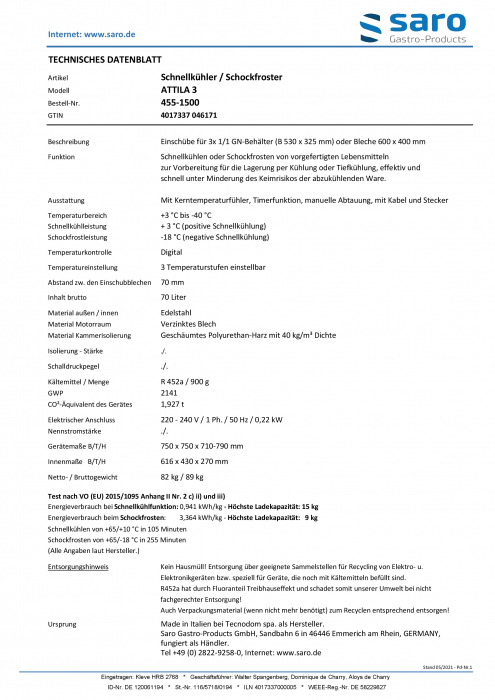 Schockfroster 70 L | B 750 x L 750 x H 770 - 790 mm