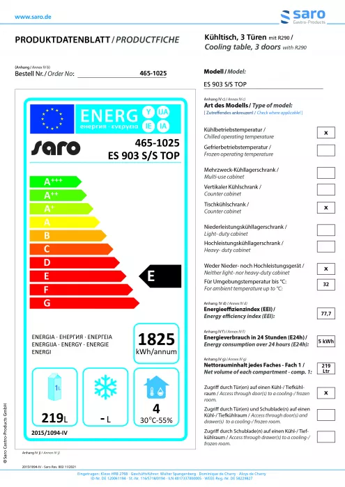 Gekühlte Arbeitstisch 3 Türen | B 1368 x T 700 x H 876 mm