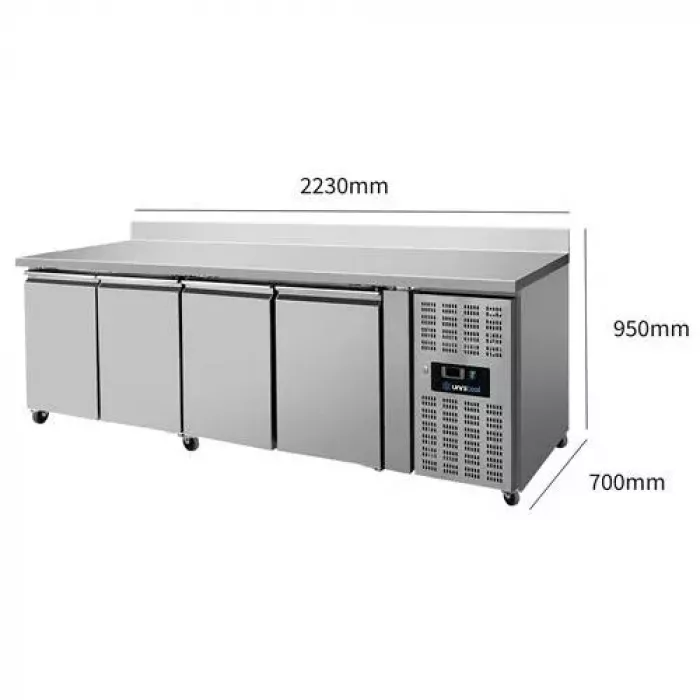 Kühltheke 4 Türen 2230x700x850mm Umluftkühlung Räder