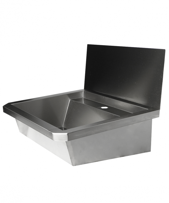 Edelstahl Waschbecken 600 mm mit Spritzschutz