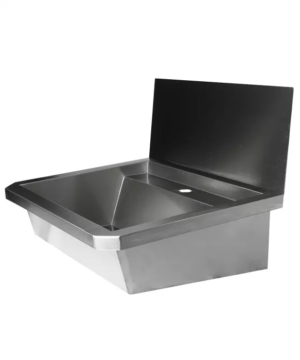 Edelstahl Waschbecken 600 mm mit Spritzschutz