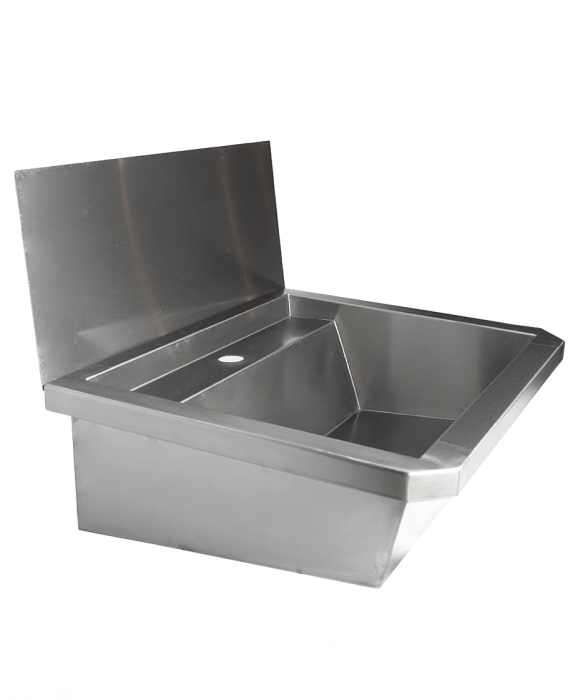 Edelstahl Waschbecken 600 mm mit Spritzschutz