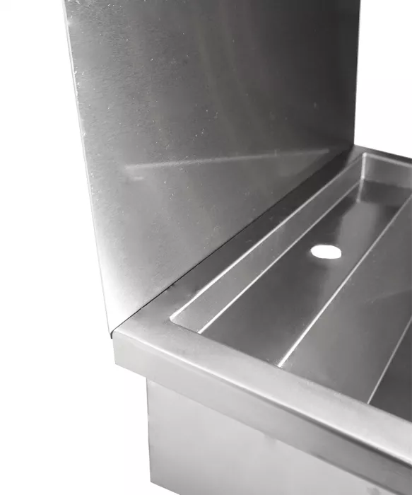 Edelstahl Waschbecken 600 mm mit Spritzschutz