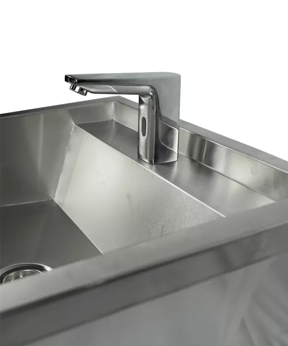 Edelstahl Waschbecken 600 mm mit Spritzschutz