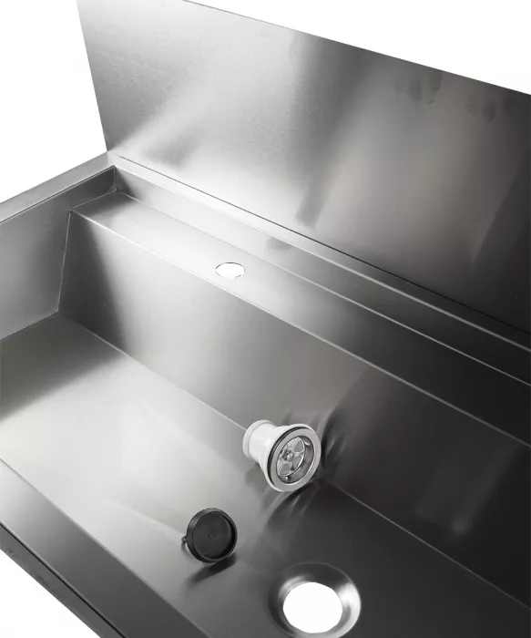 Edelstahl Waschbecken 1200 mm mit 2 Ablasshähnen