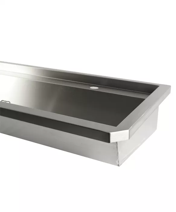 Edelstahl Waschbecken 2400 mm mit 4 Ablasshähnen