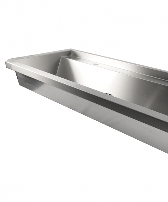Edelstahl Waschbecken 2400 mm mit 4 Ablasshähnen