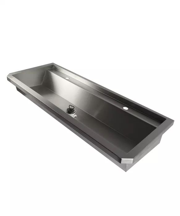 Edelstahl Waschbecken 1200 mm mit 2 Ablasshähnen