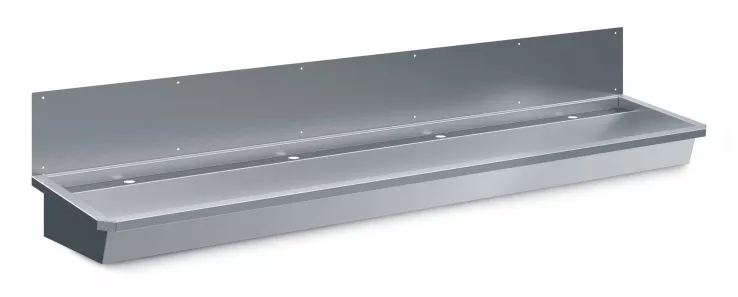 Edelstahl Waschbecken 2400 mm mit 4 Ablasshähnen