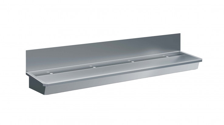 Edelstahl Waschbecken 2400 mm mit 4 Ablasshähnen